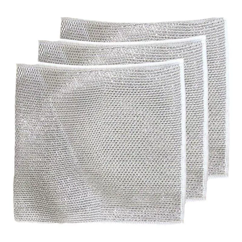 钢丝抹布家用洗碗布不伤锅具耐磨洗碗巾百洁布银丝抹布清洁去污