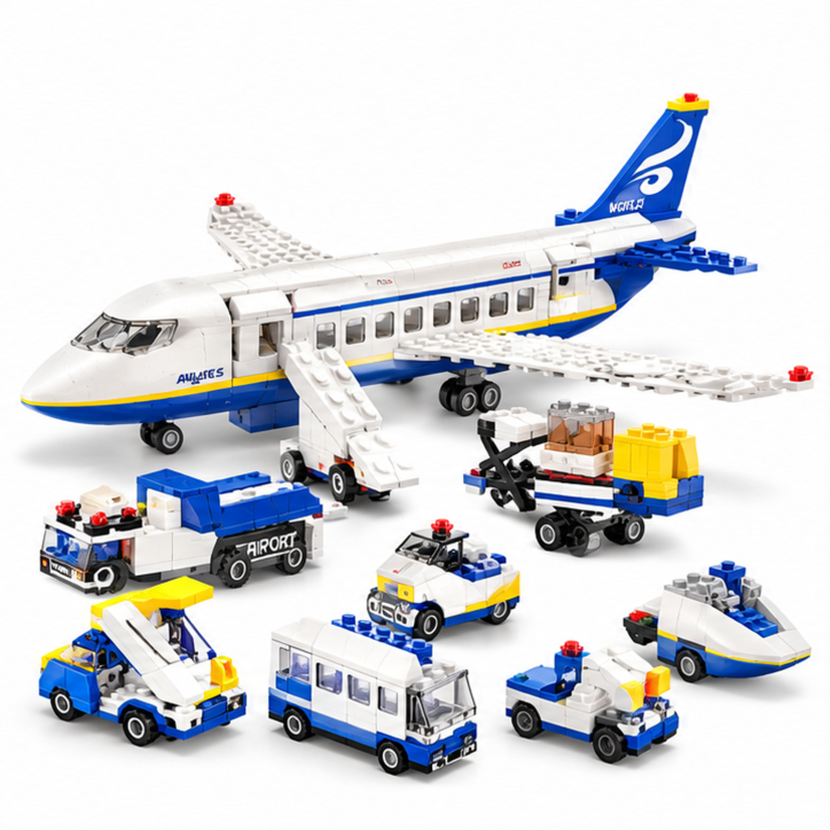Set de construcción Jazkey 6 en 1 con temática de aeropuerto / Jazkey 6合1机场主题积木套装