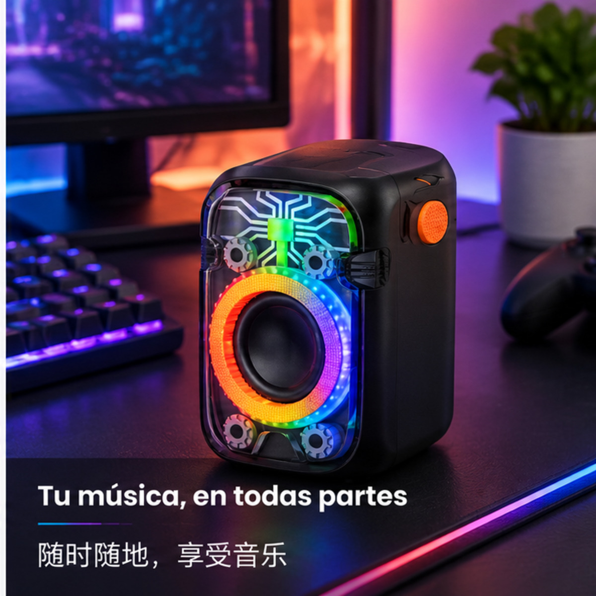 Altavoz Bluetooth portátil AJ-251 con iluminación LED RGB / AJ-251便携式RGB灯效蓝牙音箱-3