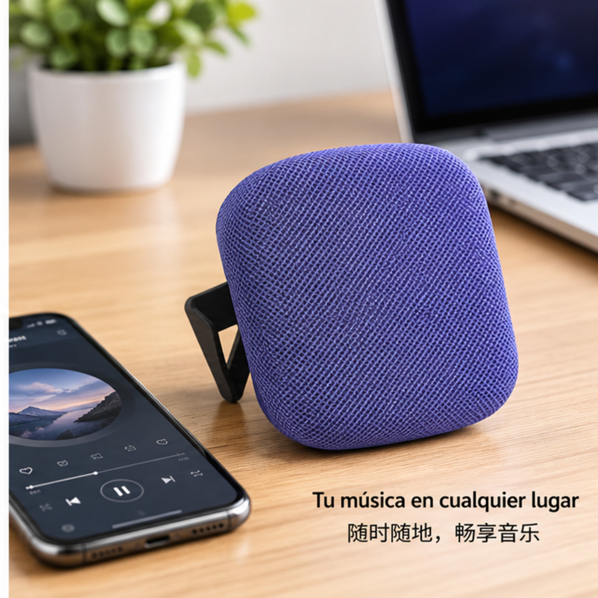 Altavoz inalámbrico compacto HY-G17 con acabado textil morado / HY-G17紫色织物便携无线音箱-3